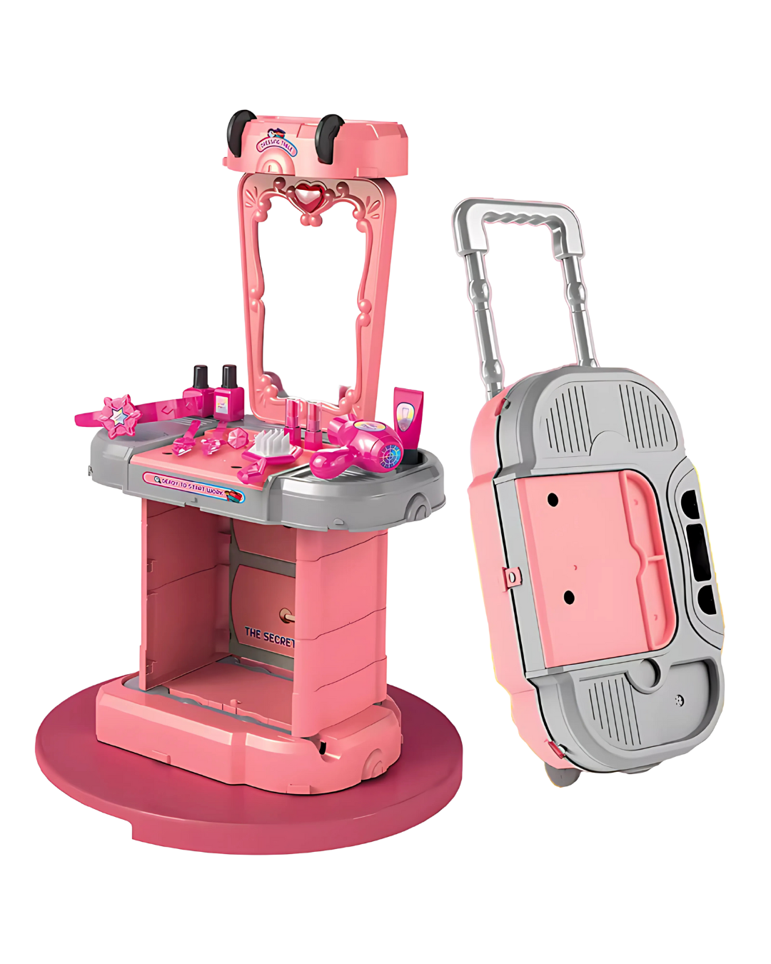 Tocador Infantil 3-en-1 con Luces y Sonido (71 cm) — Maletín, Trolley y Tocador