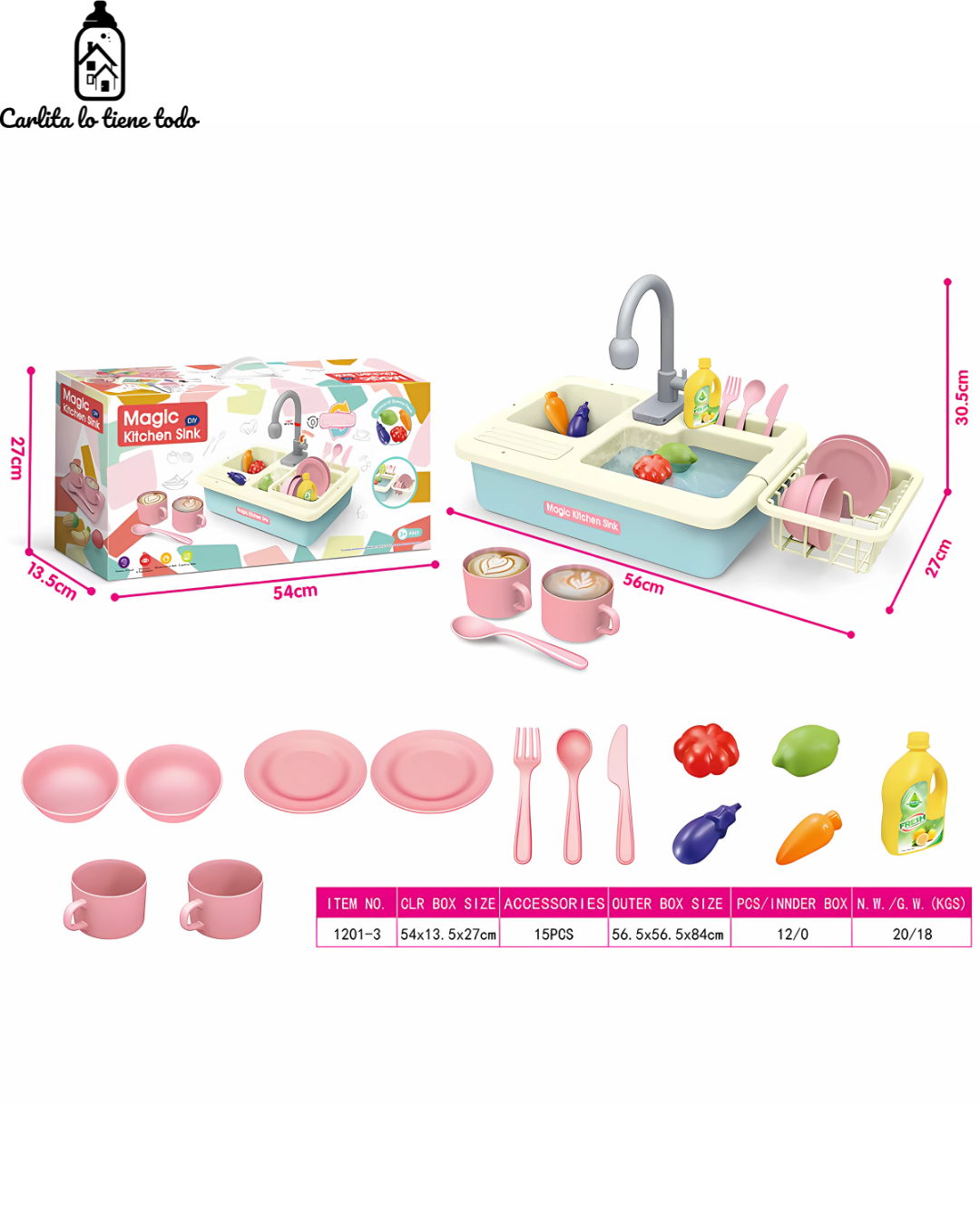 Fregadero Infantil con Agua Real – Juego de Cocina para Niños | Carlita Bolivia