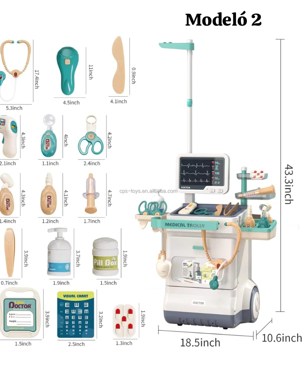 Set de Doctor para Niños 3+ | Carrito Médico Educativo