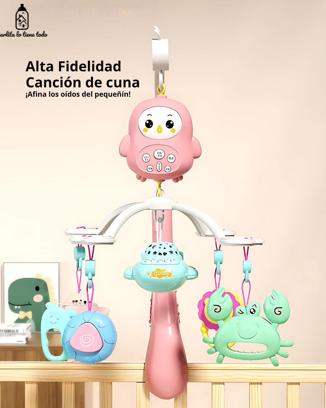 Campana Musical Bebé 5-en-1 con Luz, Proyector y Control