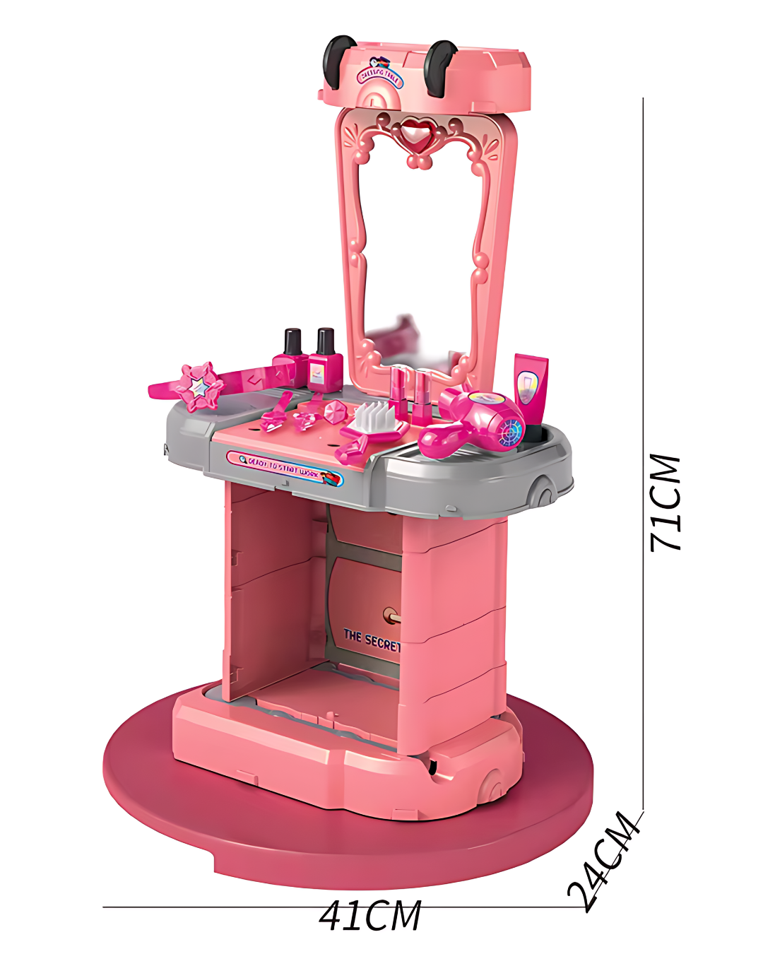 Tocador Infantil 3-en-1 con Luces y Sonido (71 cm) — Maletín, Trolley y Tocador