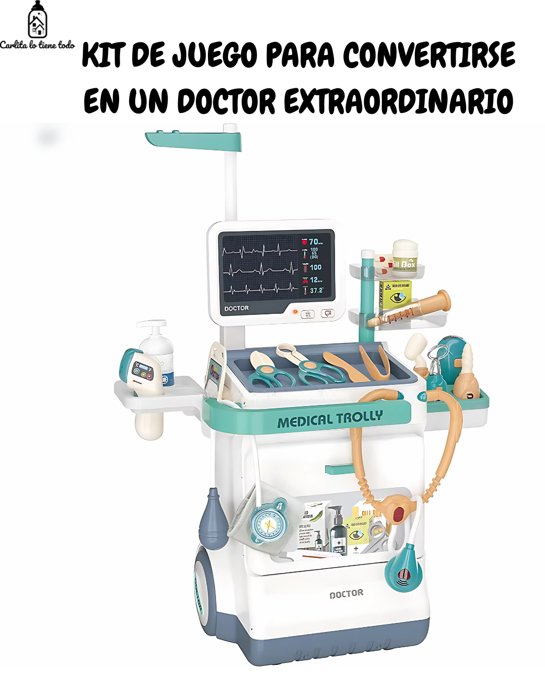 Set de Doctor para Niños 3+ | Carrito Médico Educativo