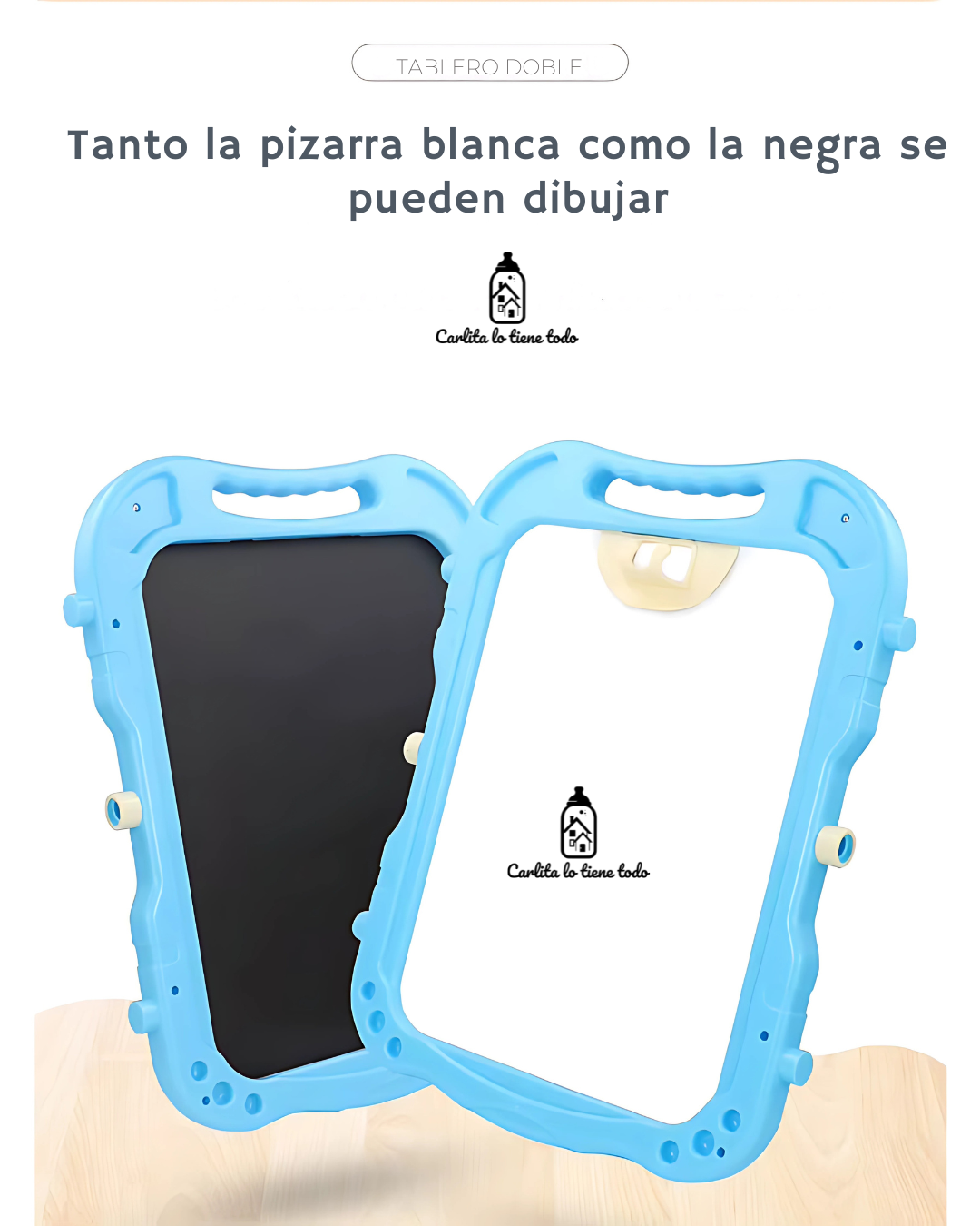 Pizarra Infantil Magnética 2 en 1 Doble Cara (Blanca/Negra) Giratoria 360° con Accesorios