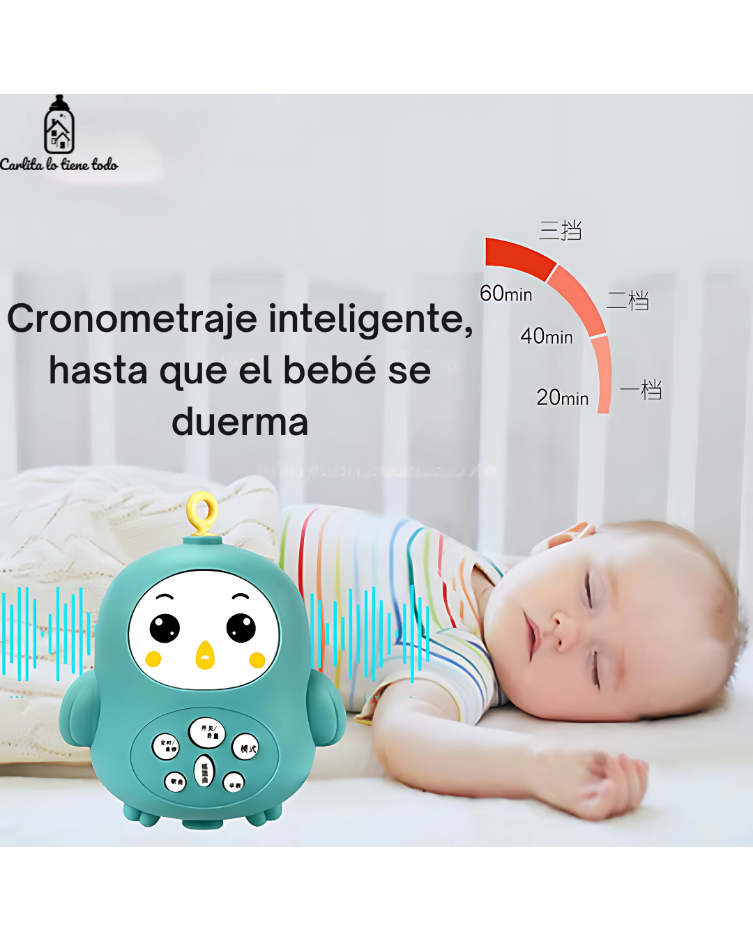 Campana Musical Bebé 5-en-1 con Luz, Proyector y Control