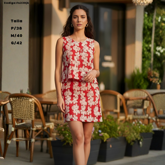 Vestido 2 en 1 Floral — Mini Elegante que Estiliza (Top + Falda)