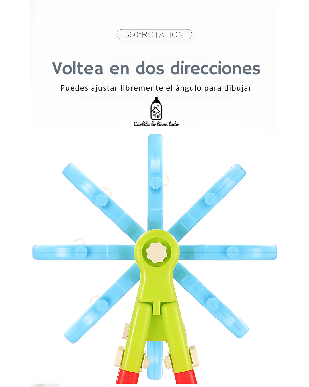 Pizarra Infantil Magnética 2 en 1 Doble Cara (Blanca/Negra) Giratoria 360° con Accesorios