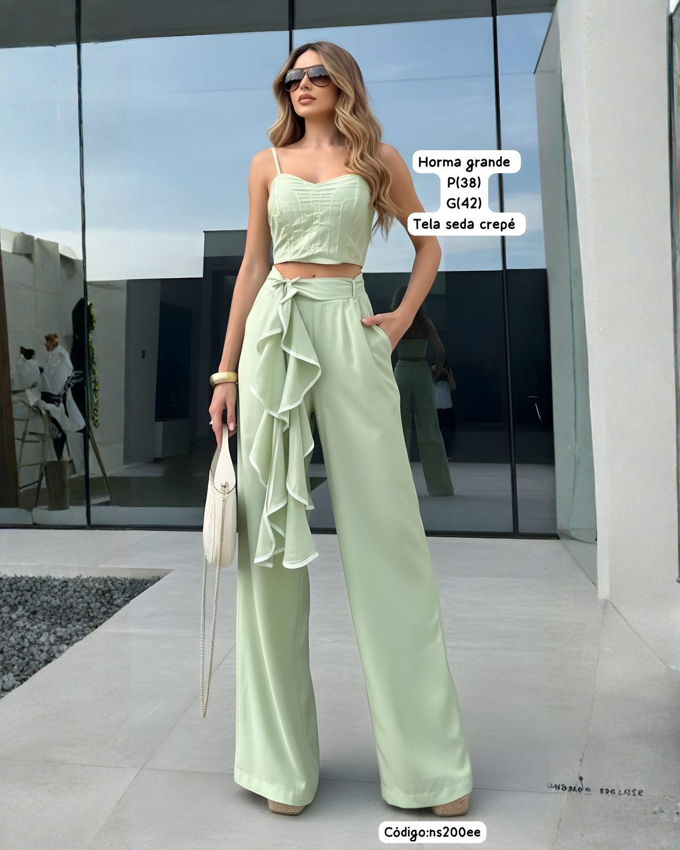 Conjunto Elegante 2 Piezas “Brisa” – Top Corset + Palazzo con Lazo