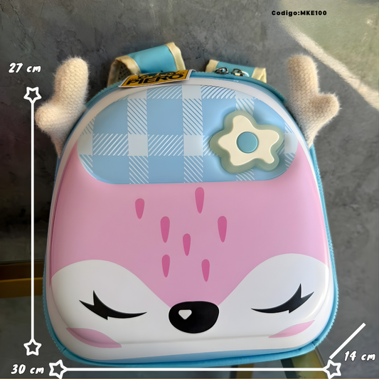 Mochila Kinder Rígida Zorrito con Luces – 30×27 cm