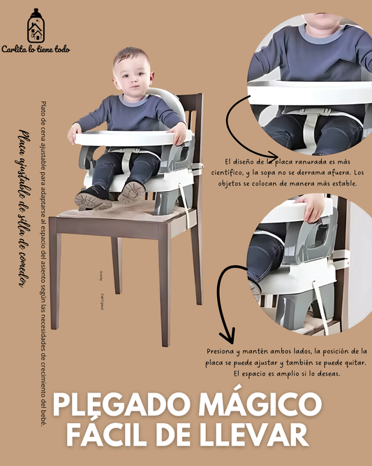 Silla de alimentación portátil bebé | Booster Rosado/Plomo
