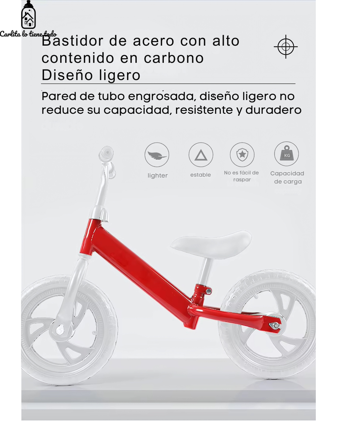 Bicicleta de Equilibrio 12″ para Niños 2–5 Años | Ruedas Antipinchazos, Asiento Ajustable | Celeste y Rosado