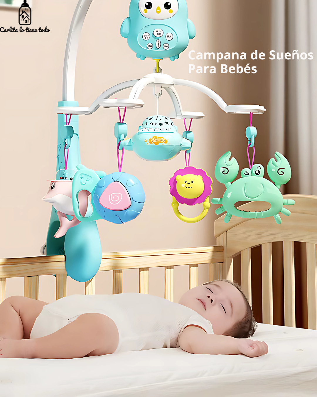 Campana Musical Bebé 5-en-1 con Luz, Proyector y Control