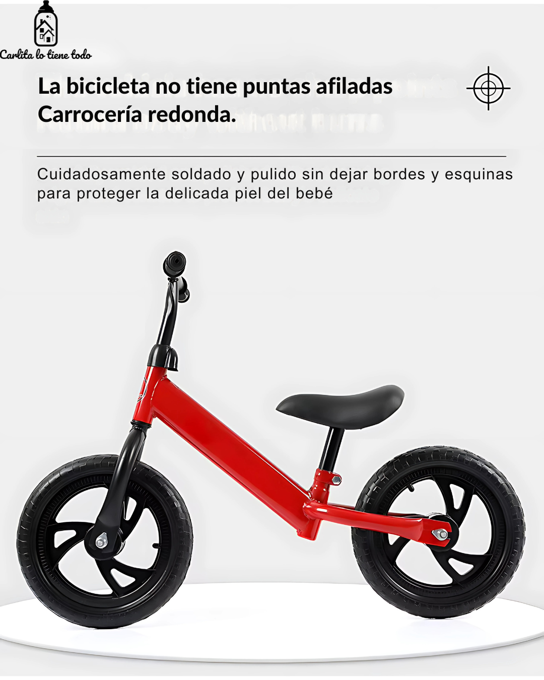 Bicicleta de Equilibrio 12″ para Niños 2–5 Años | Ruedas Antipinchazos, Asiento Ajustable | Celeste y Rosado