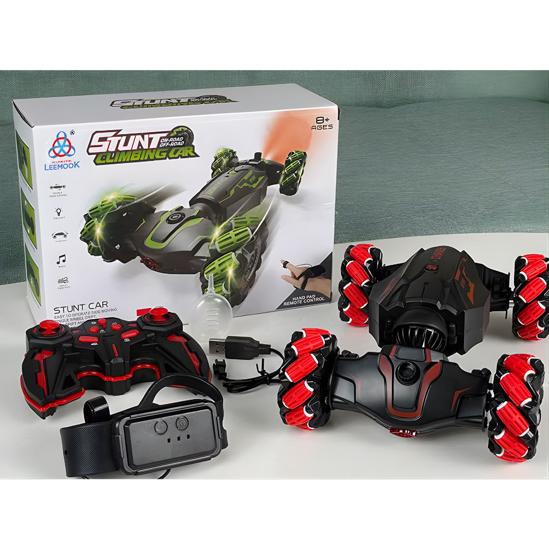 Auto RC Stunt 4WD con Control por Reloj y Gestos, Giro 360° y Luces LED