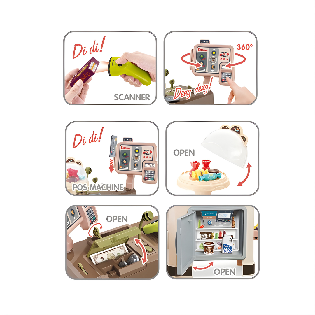 Supermercado Infantil con Caja Registradora y Carrito 84 cm