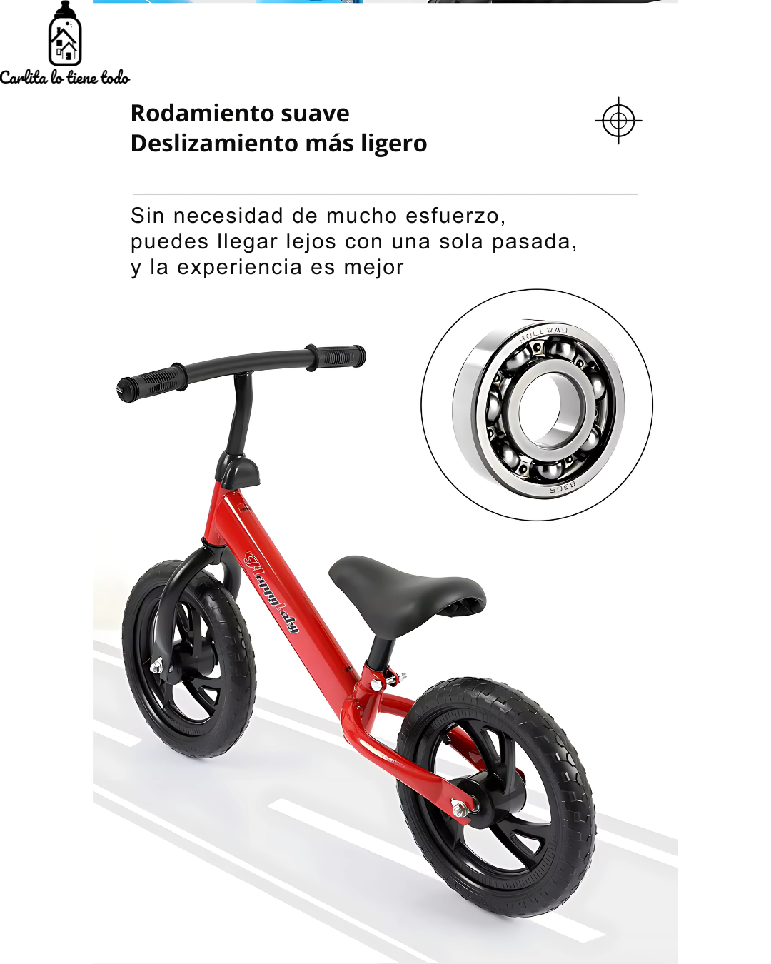 Bicicleta de Equilibrio 12″ para Niños 2–5 Años | Ruedas Antipinchazos, Asiento Ajustable | Celeste y Rosado