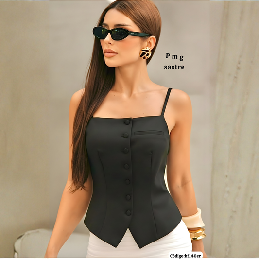 Top Corset Sastre con Botones — Define la Cintura y Eleva tu Look