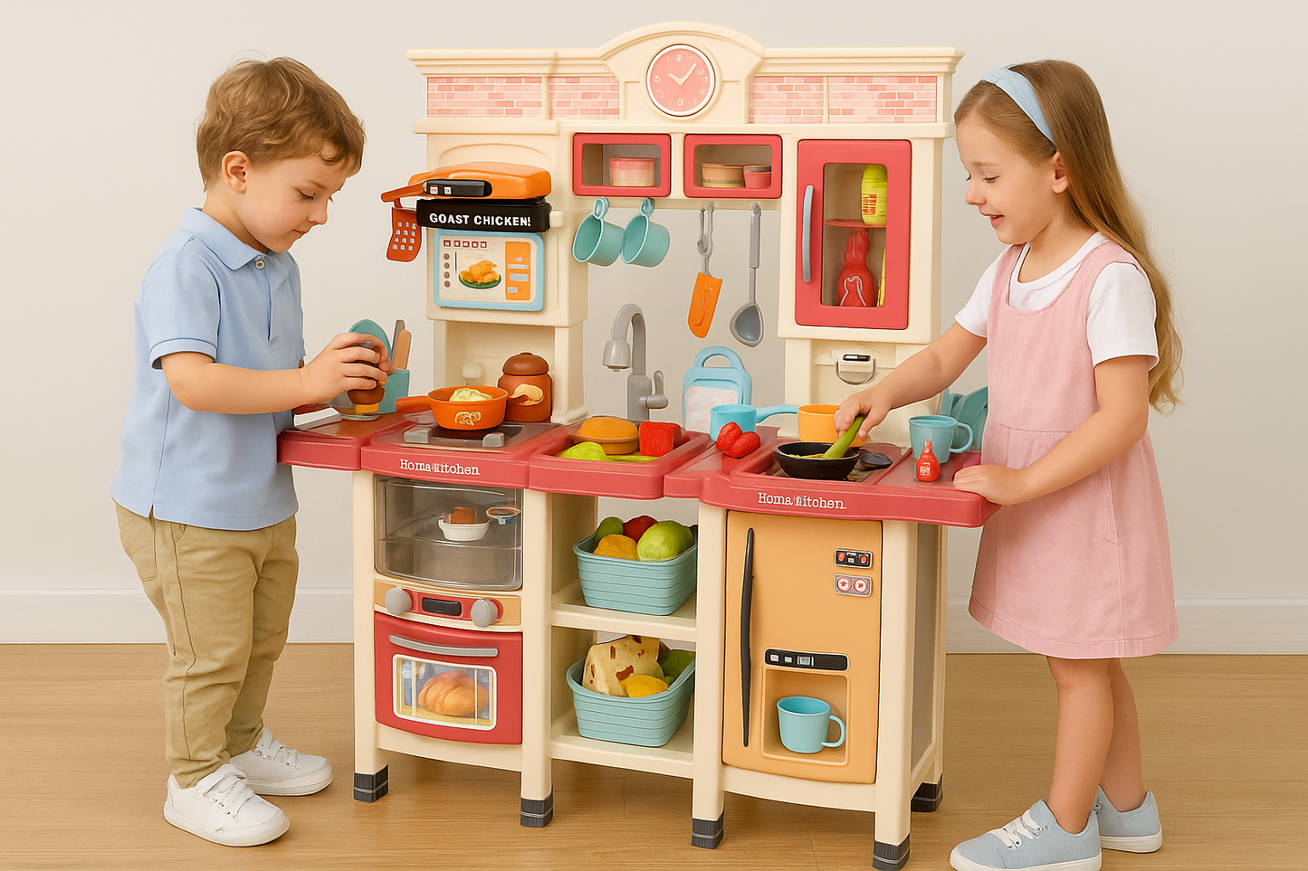 Cocina Infantil Grande 100 cm con Vapor, Luces, Sonidos y Agua – 108 Piezas