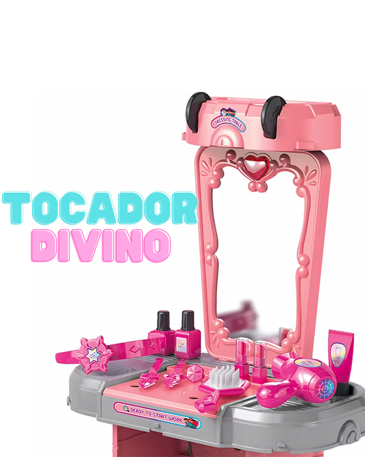 Tocador Infantil 3-en-1 con Luces y Sonido (71 cm) — Maletín, Trolley y Tocador