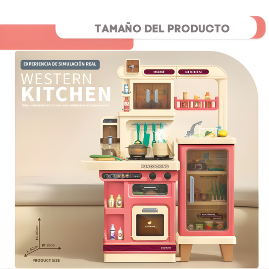 Cocina Infantil Grande 103 cm con Vapor, Luces y Agua