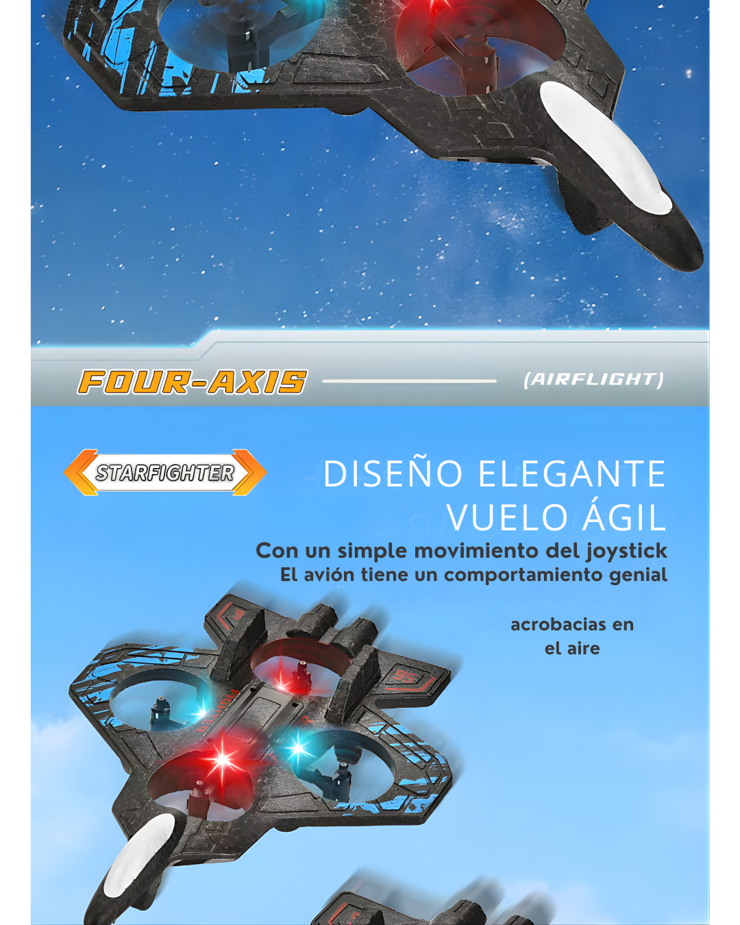 Avión RC 4 canales con LED | Principiantes (40 m)