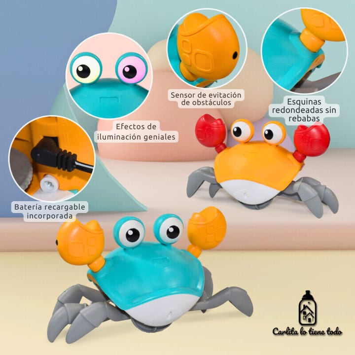Cangrejo Interactivo para Gateo de Bebé | Sensor Obstáculos, Luces y Música