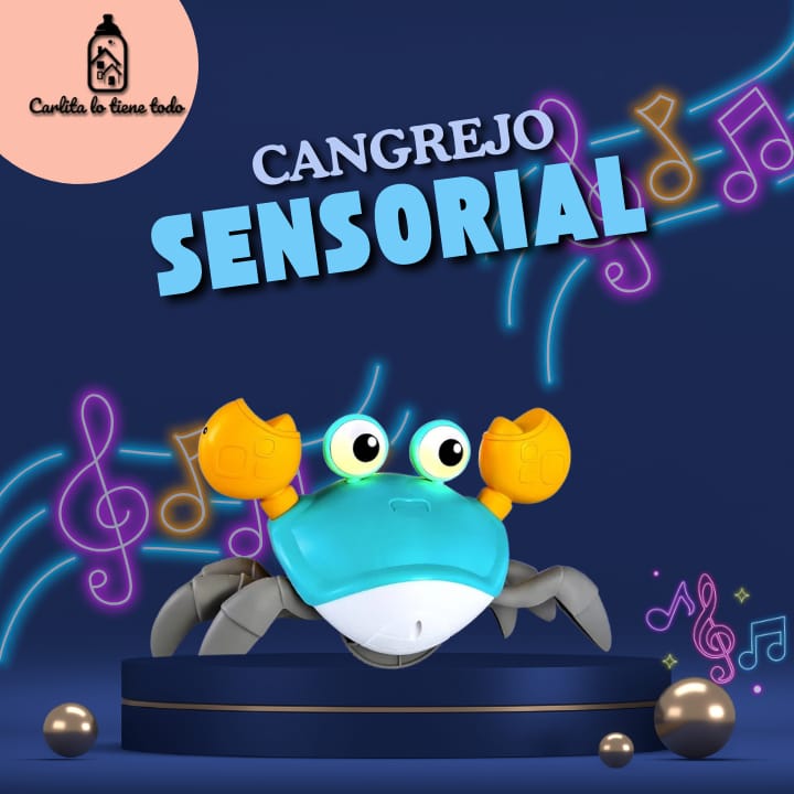 Cangrejo Interactivo para Gateo de Bebé | Sensor Obstáculos, Luces y Música
