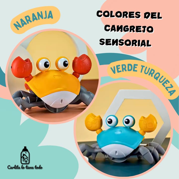 Cangrejo Interactivo para Gateo de Bebé | Sensor Obstáculos, Luces y Música