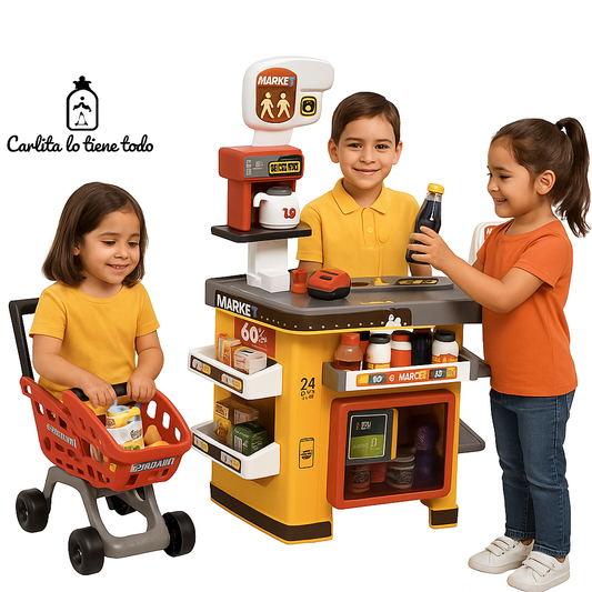 Supermercado Infantil de Juguete | Compacto con carrito, luces, sonidos y accesorios