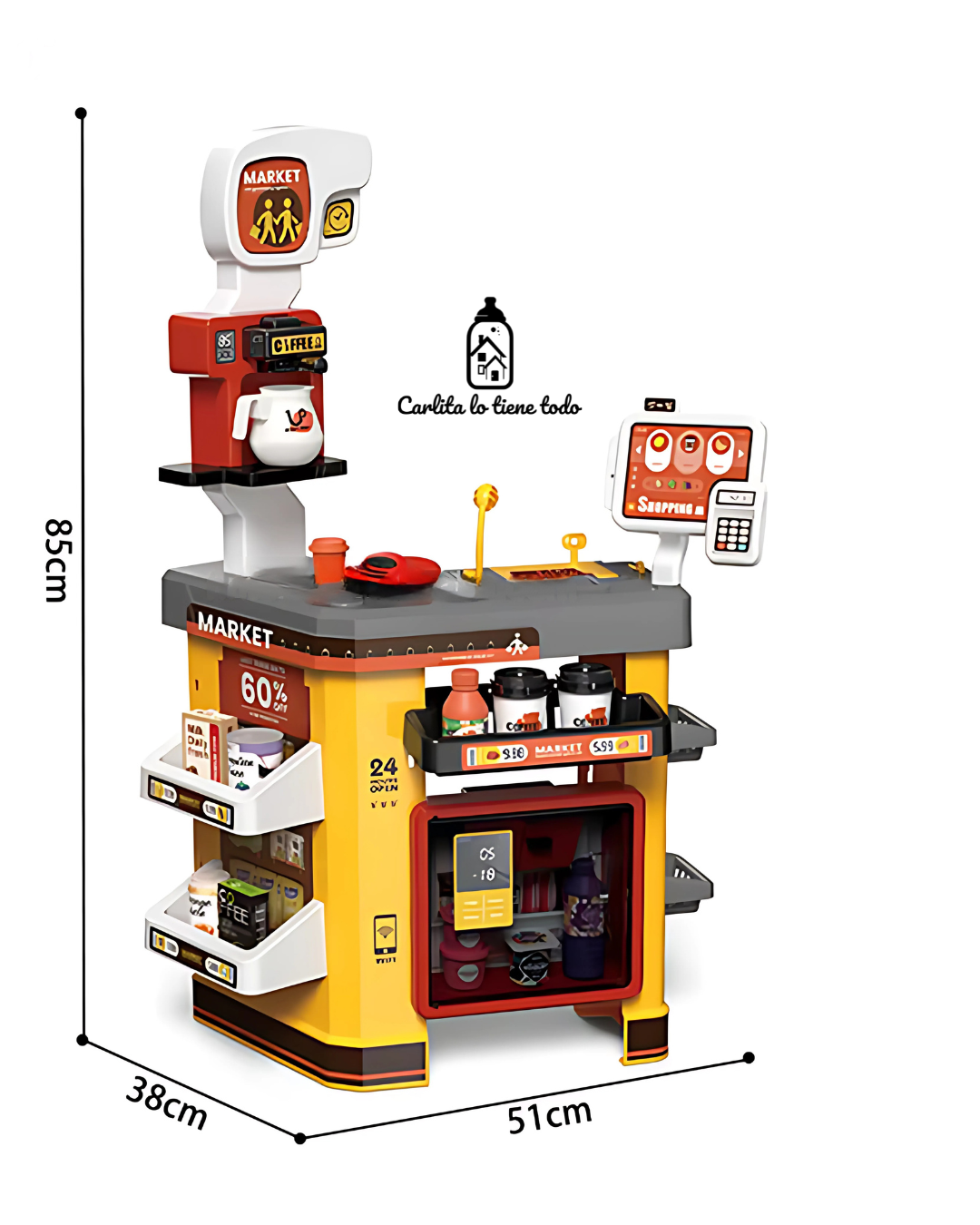Supermercado Infantil de Juguete | Compacto con carrito, luces, sonidos y accesorios
