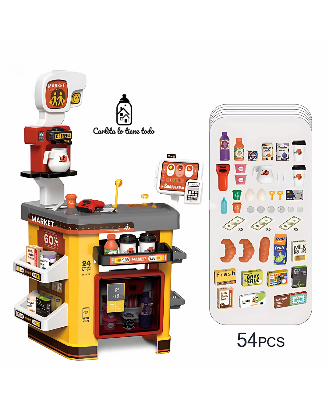 Supermercado Infantil de Juguete | Compacto con carrito, luces, sonidos y accesorios