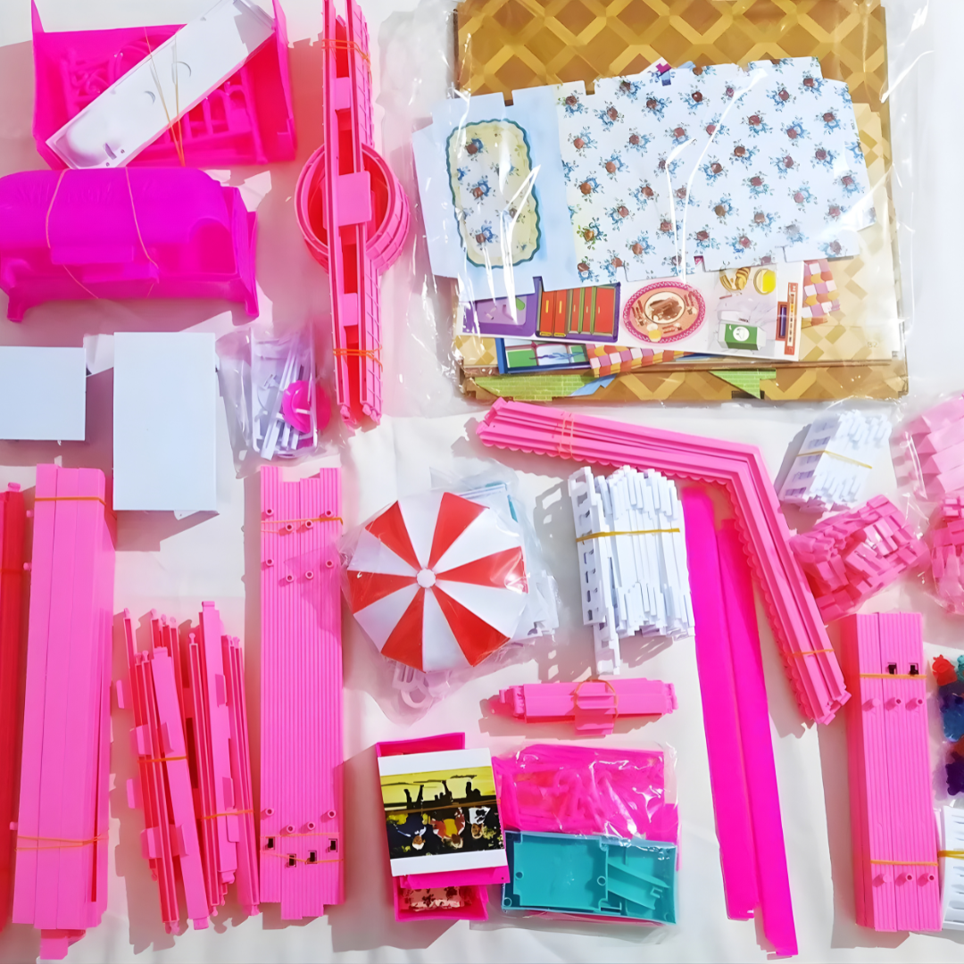 Casa de Muñecas Gigante 3 Pisos “Dream House” con Luz + Muñeca – 245 Piezas (Rosa)