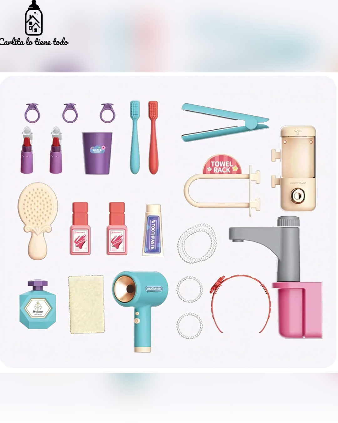 Tocador Infantil 3 en 1 con Agua Real, Luz LED y Accesorios – Juguete Educativo para Niñas