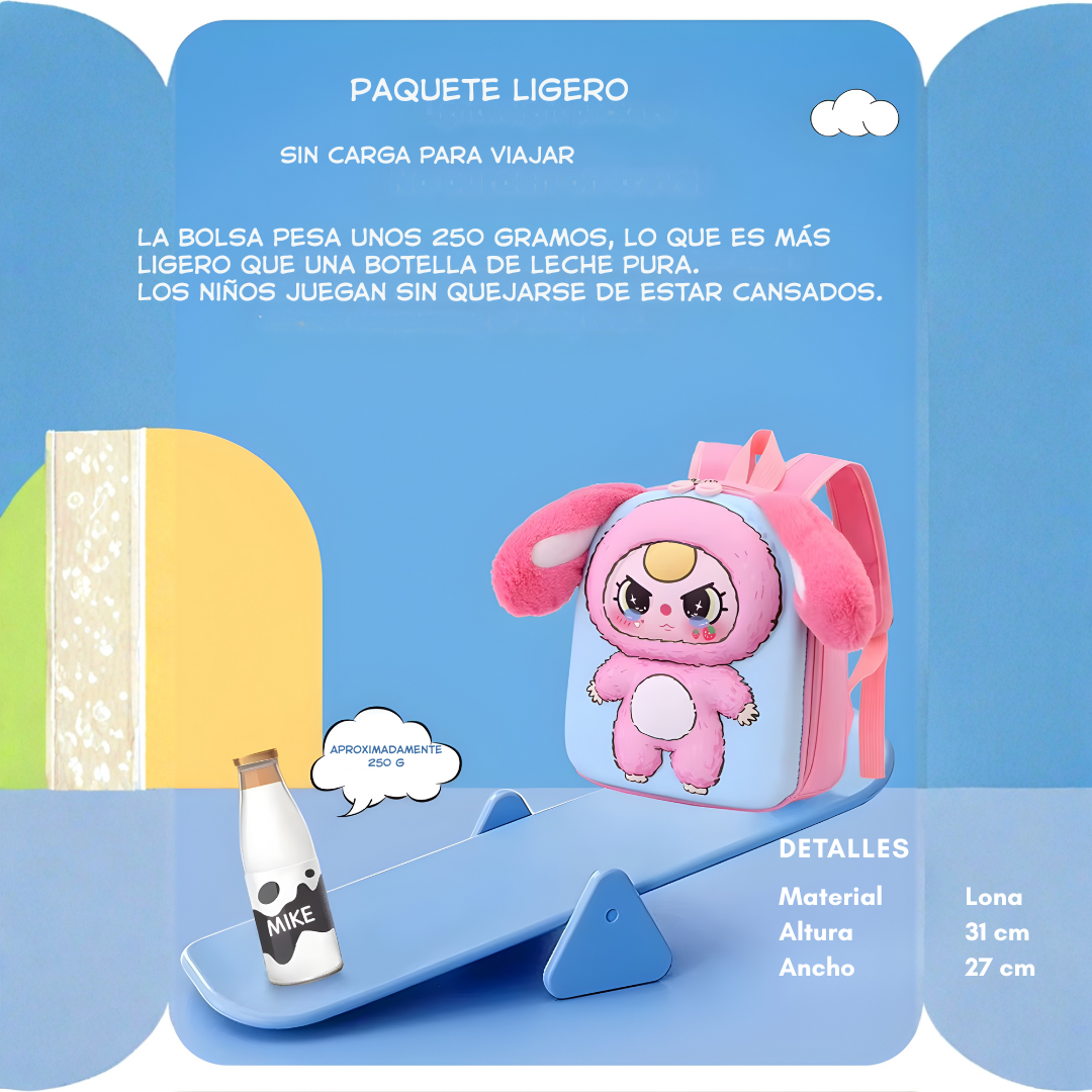 Mochila Infantil Animalitos de Ensueño 31x27 – Lona Peluche