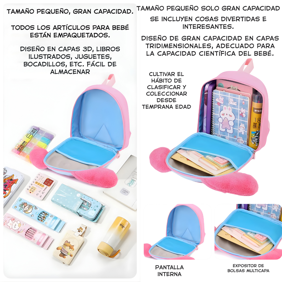 Mochila Infantil Animalitos de Ensueño 31x27 – Lona Peluche