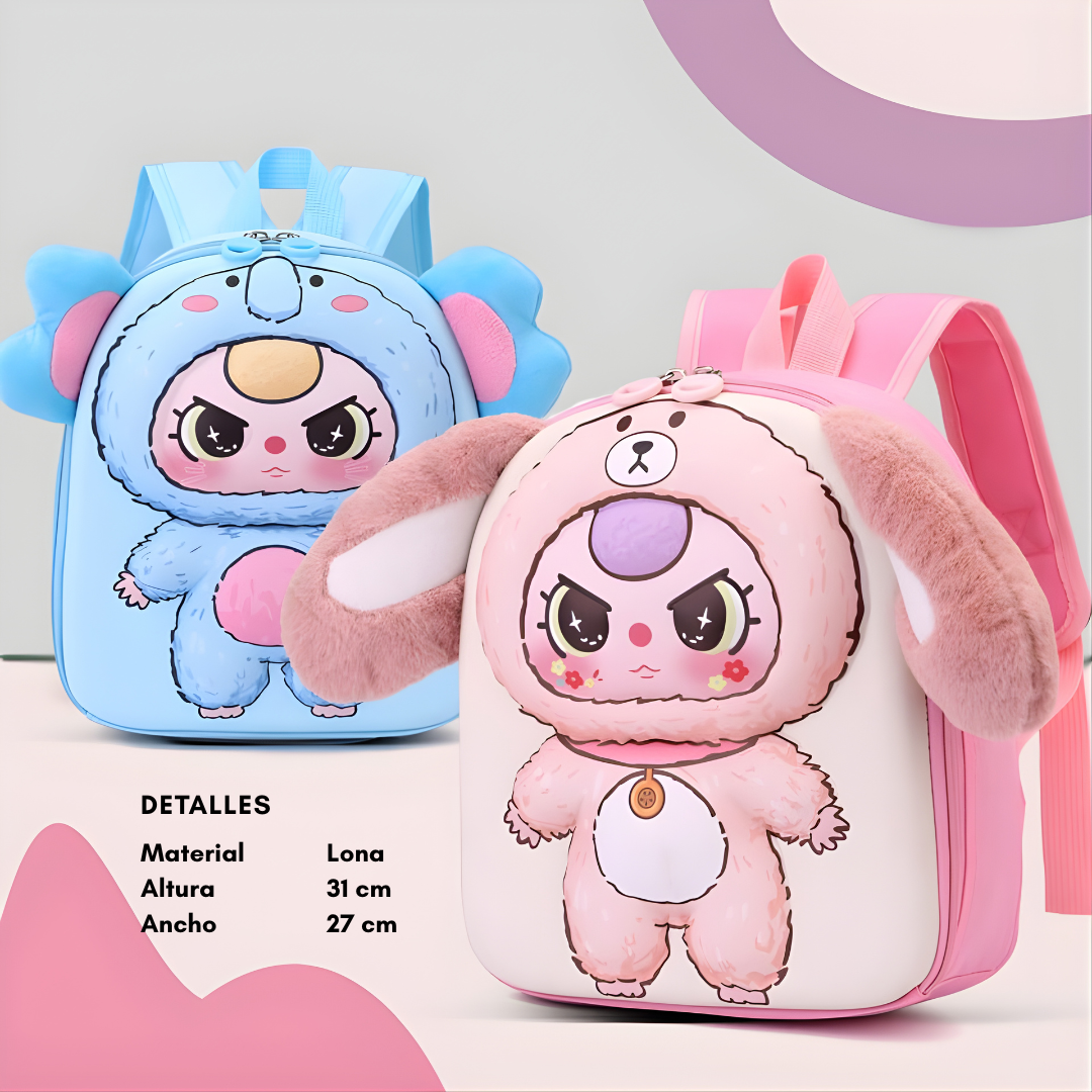 Mochila Infantil Animalitos de Ensueño 31x27 – Lona Peluche