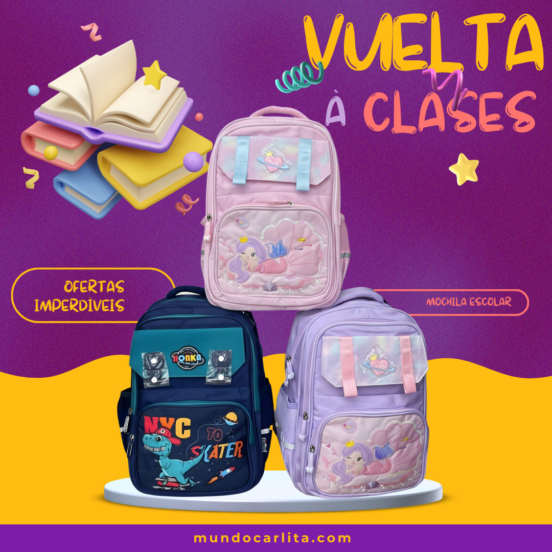 Mochila Escolar Tipo Oficio 45×32×17 cm | 3 Cierres + Bolsillos | Semiimpermeable