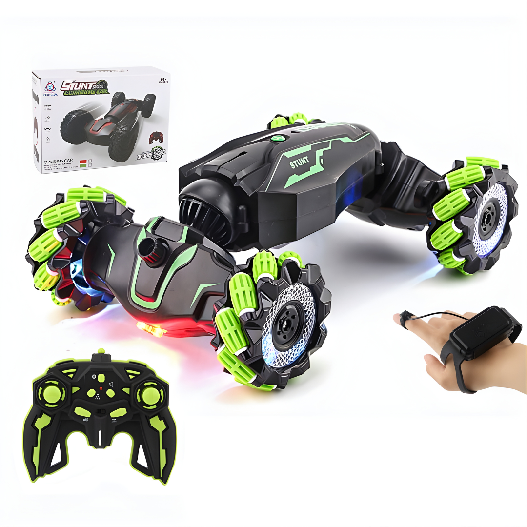Auto RC Stunt 4WD con Control por Reloj y Gestos, Giro 360° y Luces LED