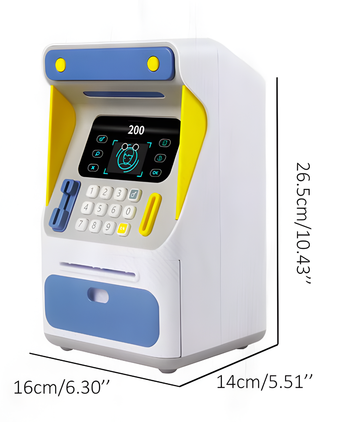 Alcancía Electrónica Infantil con “Reconocimiento Facial” + Clave | ATM para Niños 26.5 cm, Auto-Enrolle de Billetes, Gran Capacidad