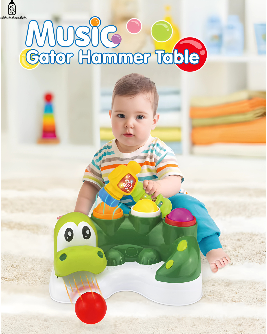 Gator Hammer Table – Martillo Musical para Bebés con Luces y Sonidos (Juguete Educativo desde 12m)