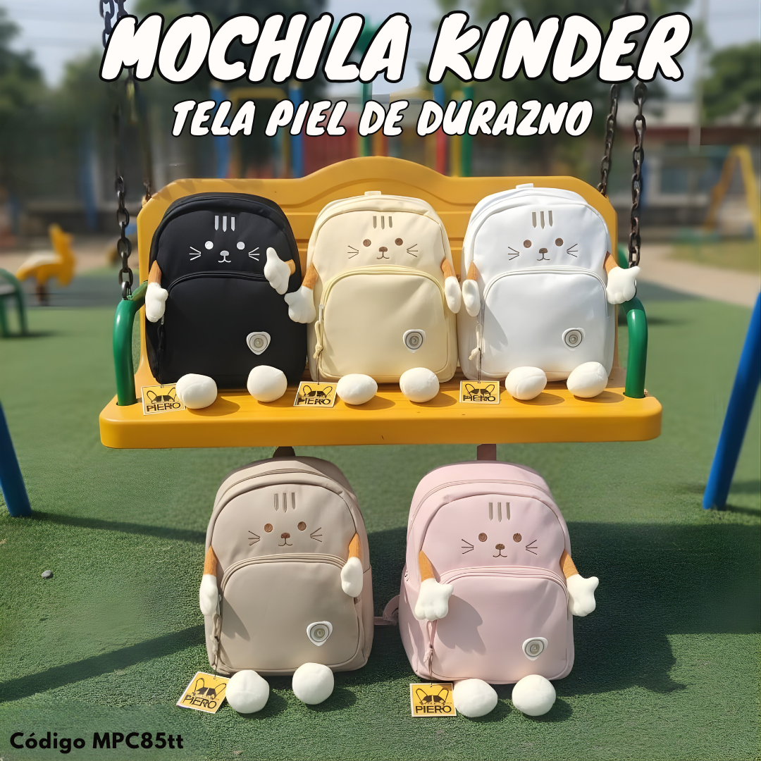 Mochila Kinder con Patitas (Gatito) – 32.5×25×14 cm