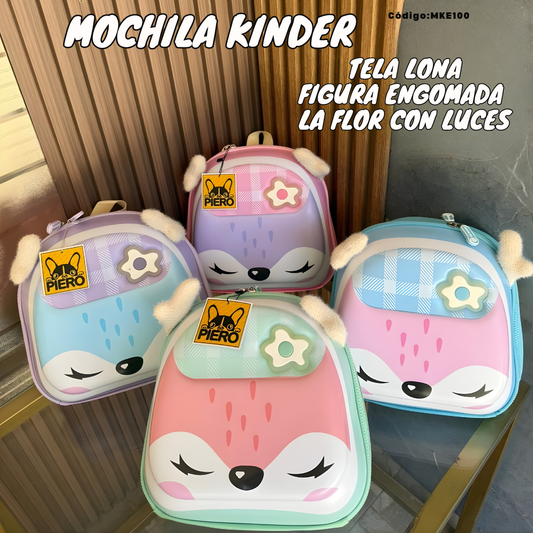 Mochila Kinder Rígida Zorrito con Luces – 30×27 cm