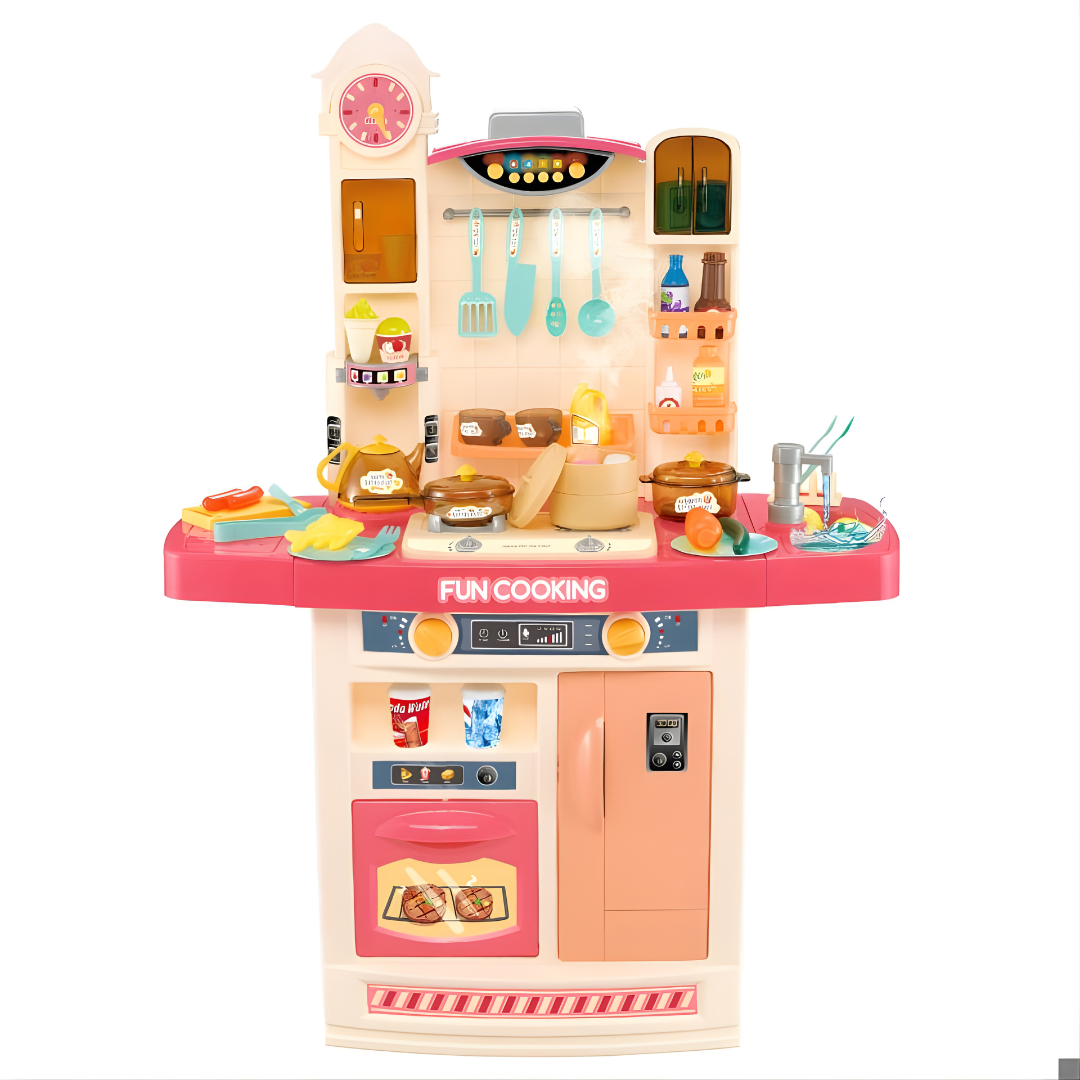 Cocina Infantil Grande 100 cm con Vapor, Luces y Sonidos – Juego de 80×30×100 cm con Accesorios