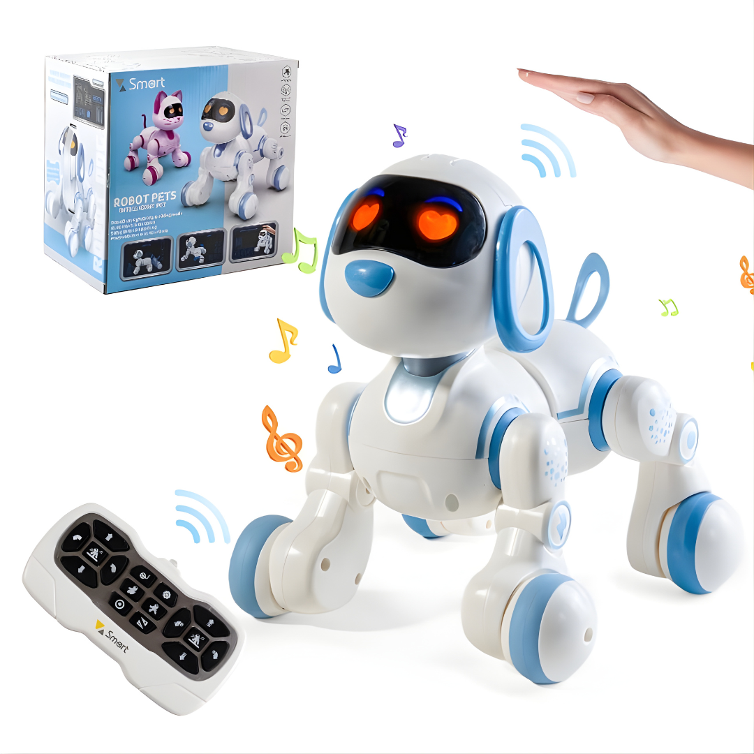 Perro Robot Educativo Recargable con Control Remoto – Programable, Música, Luces y Sonido (1:16 | Modelo 18011)