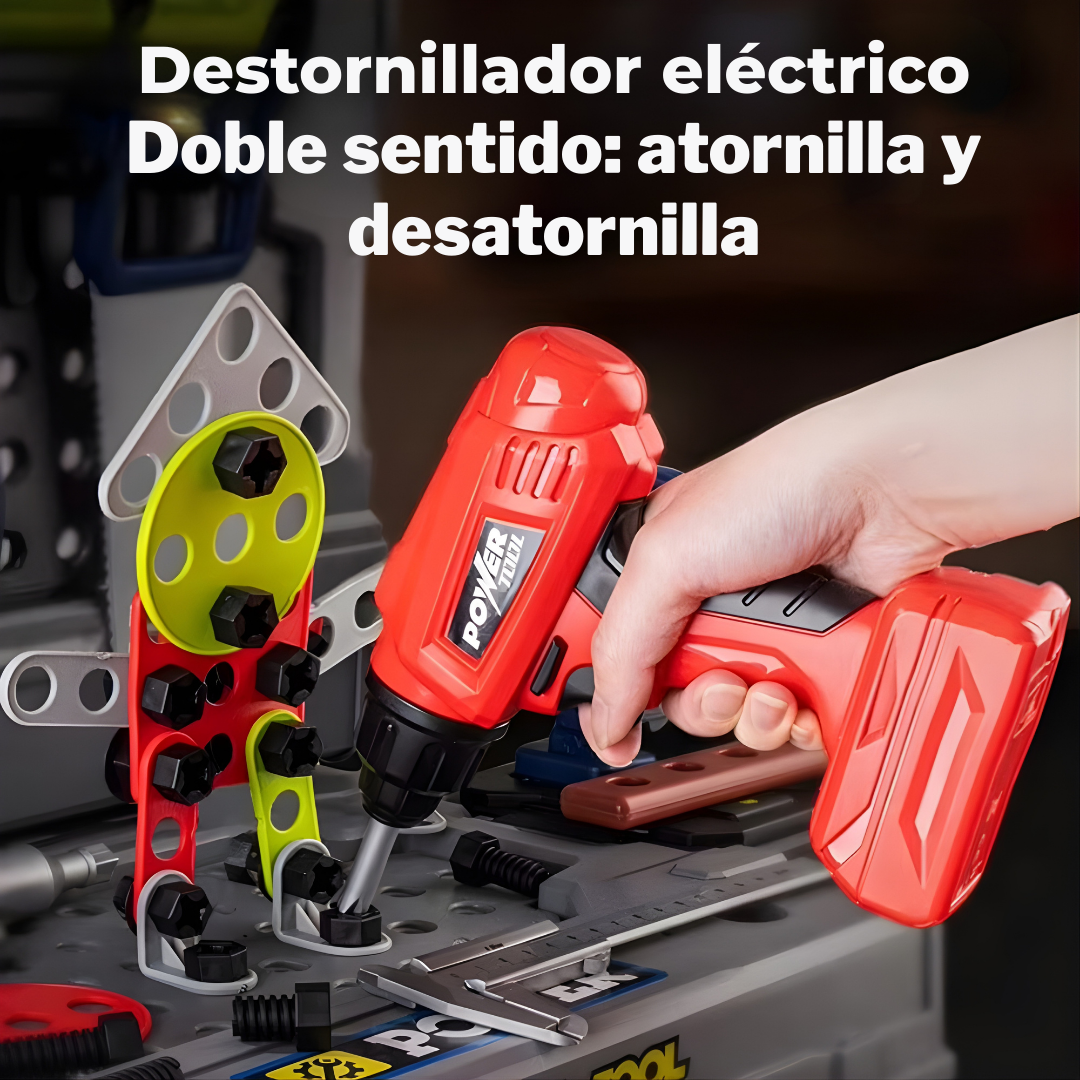 Mesa de Herramientas Infantil 2 en 1 | Taller de Juego de Rol Educativo