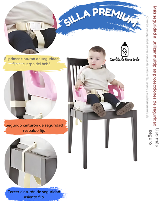 Silla de alimentación portátil bebé | Booster Rosado/Plomo
