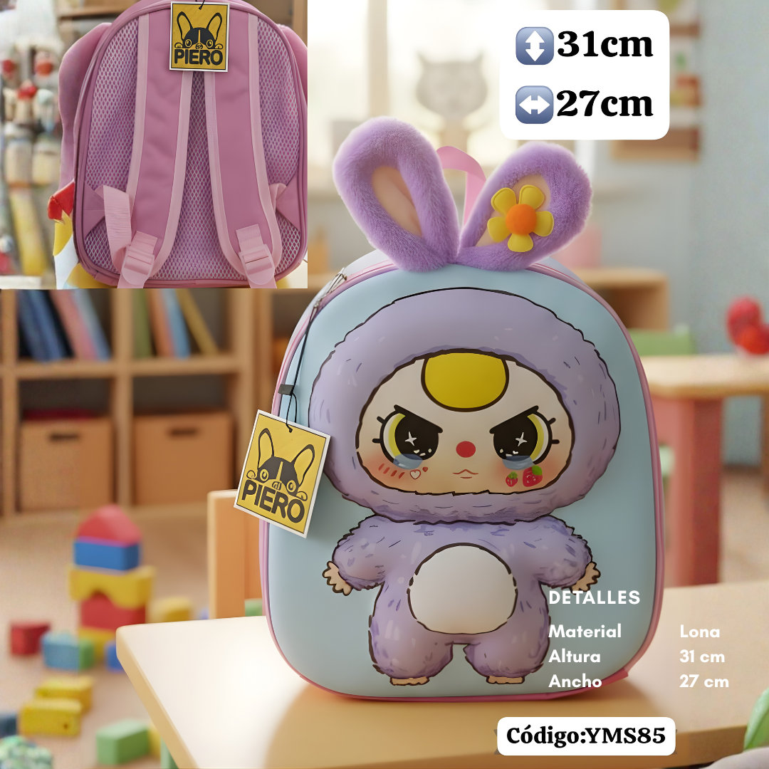 Mochila Infantil Animalitos de Ensueño 31x27 – Lona Peluche