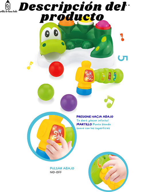 Gator Hammer Table – Martillo Musical para Bebés con Luces y Sonidos (Juguete Educativo desde 12m)