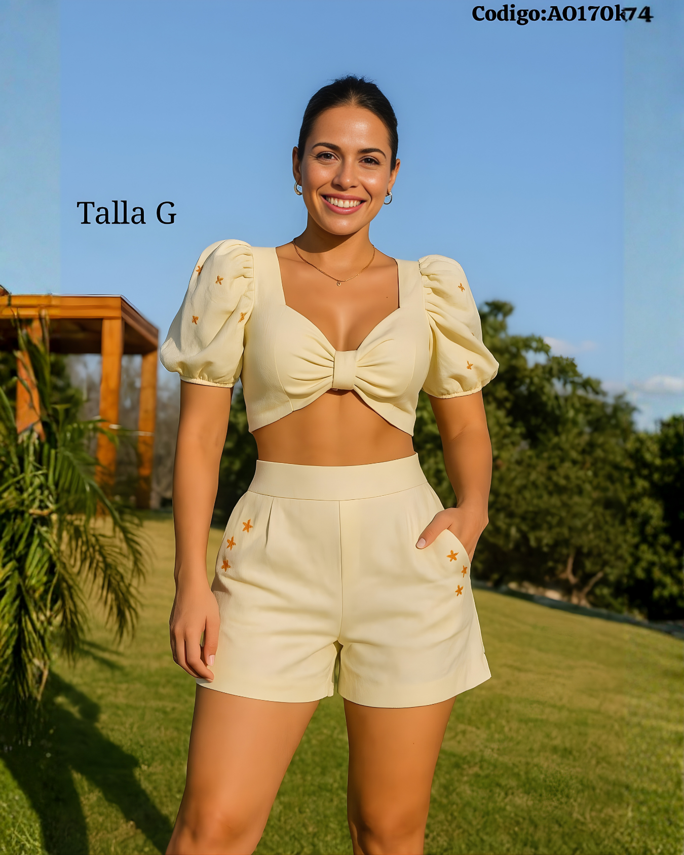 Conjunto corto elegante de verano para mujer en tela sastre | Mundo Carlita
