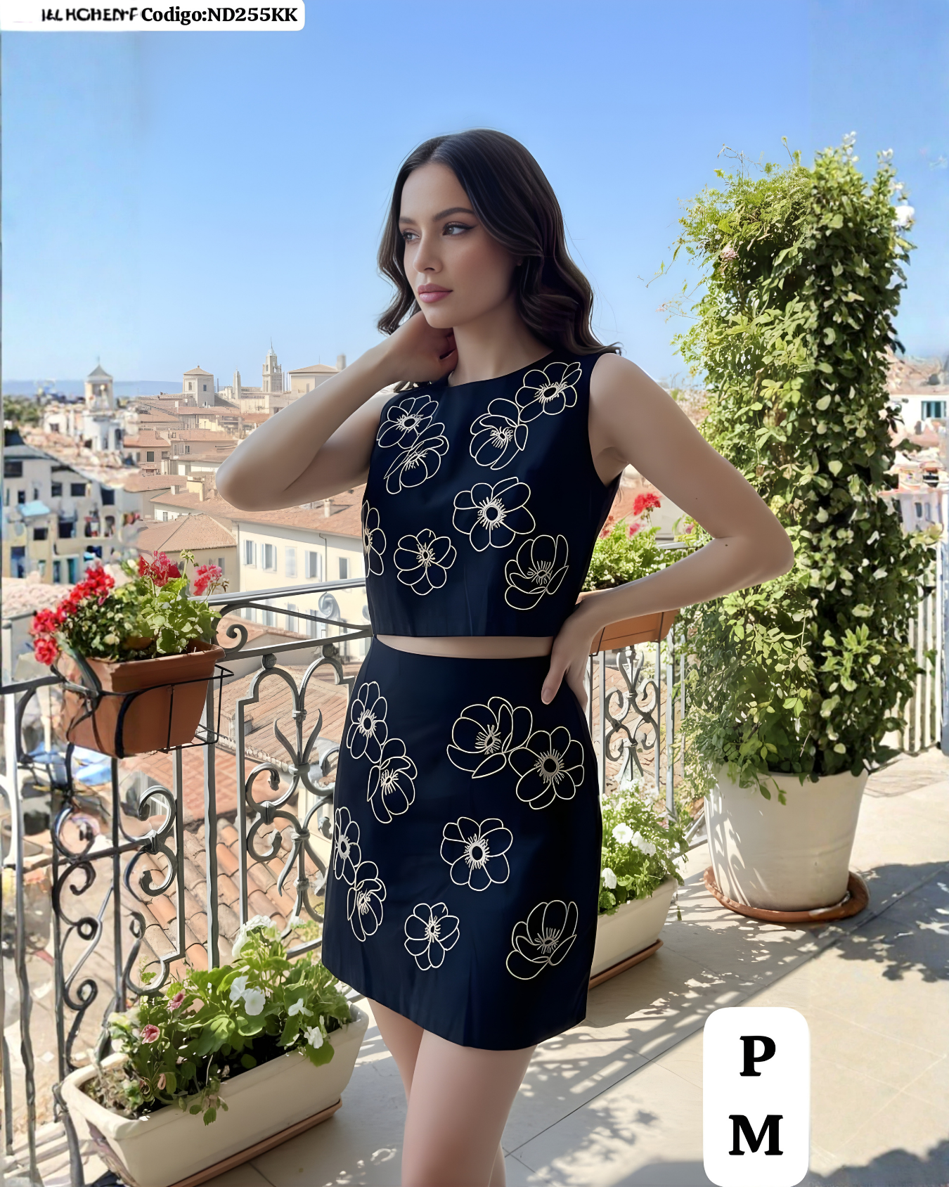 Conjunto Sastre Floral 2 Piezas (Top + Falda Mini)