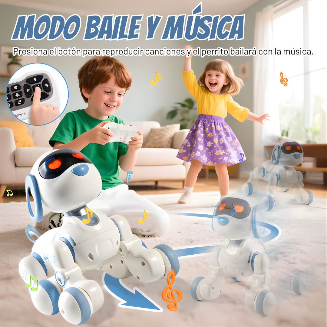 Perro Robot Educativo Recargable con Control Remoto – Programable, Música, Luces y Sonido (1:16 | Modelo 18011)